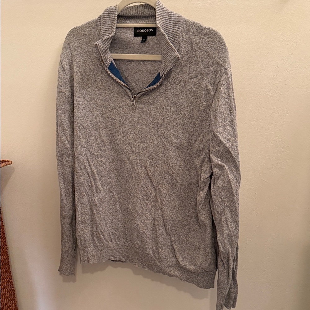 Bonobos Light Gray Zip-Up Men's Sweater